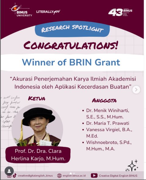 Congratulations, BRIN Grant Winner 2025