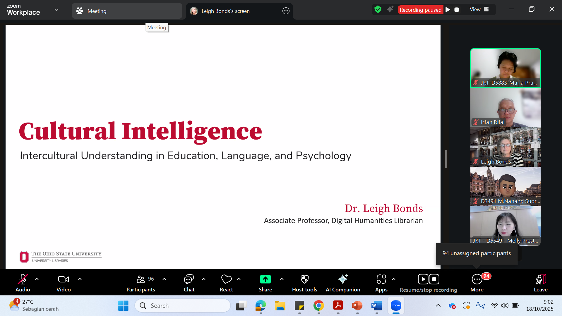 Cultural Intelligence Webinar with Ohio State University